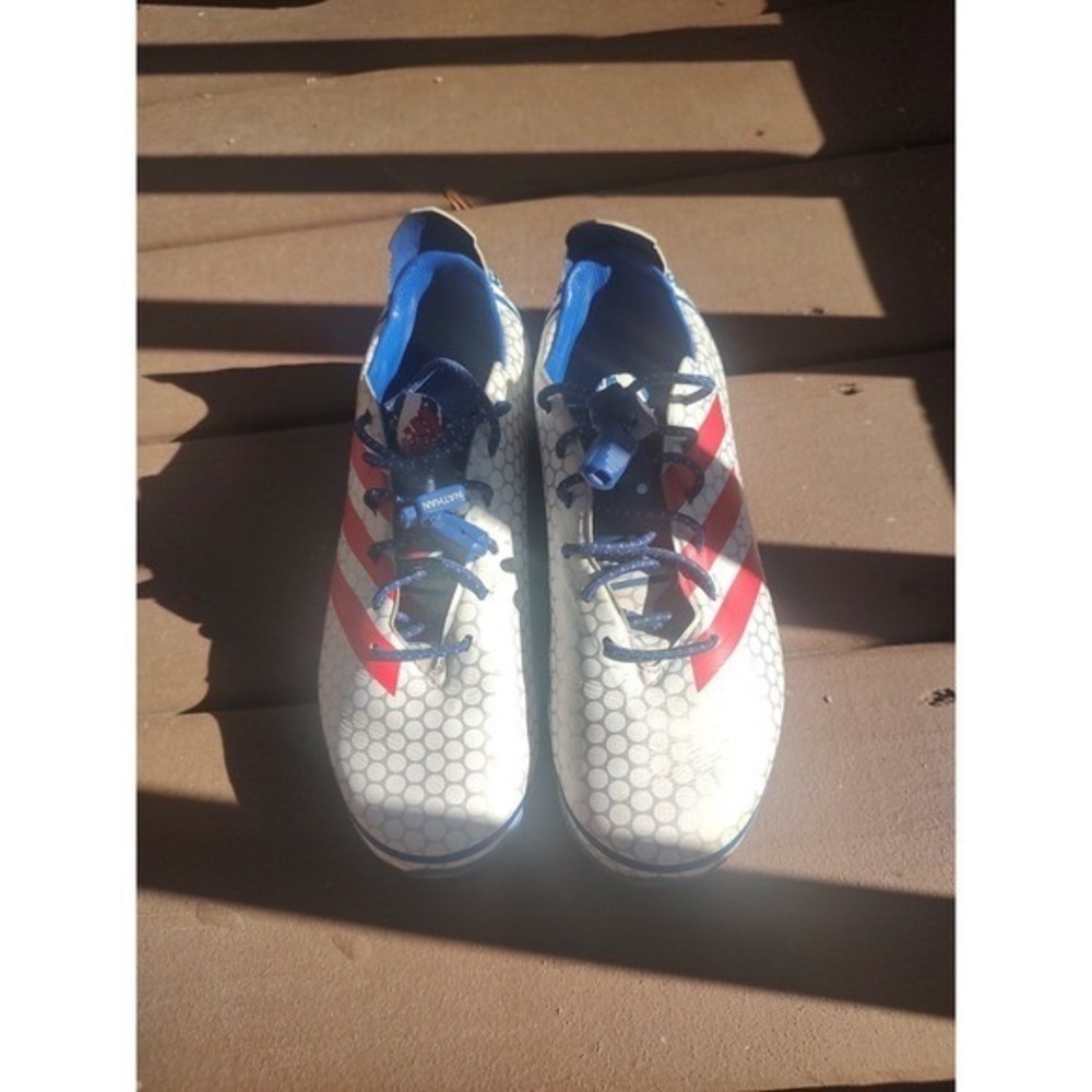 Kids Adidas Soccer Cleats Blue Red White Stripe Pattern Youth 3.5